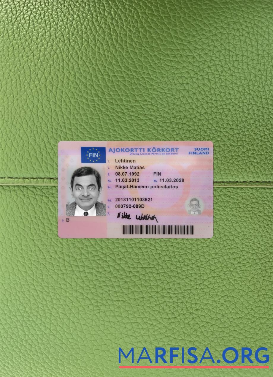 Blank Finland driving license 2013 present photolook example